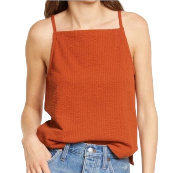 Madewell Tops - Madewell Seersucker Apron Tank Top Square Neck Crop Boxy Texture 90s Y2K Size XS